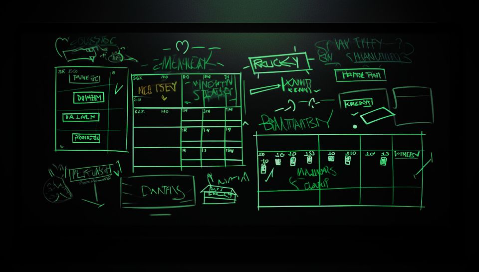 A one-year plan drawn on a blackboard.